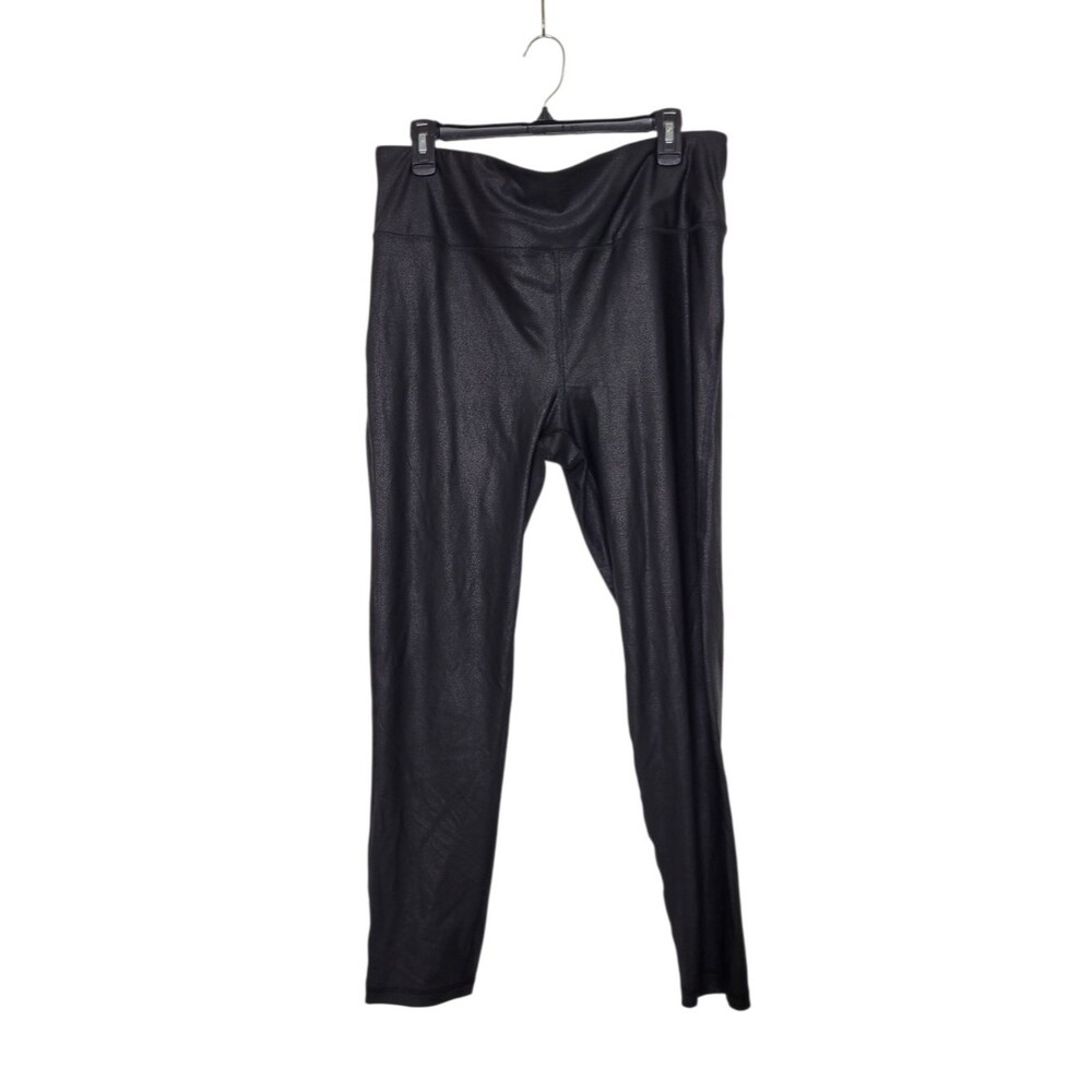 Mono B Size 2X High Waisted Faux Leather Stretchy Black Pull-On Leggings
